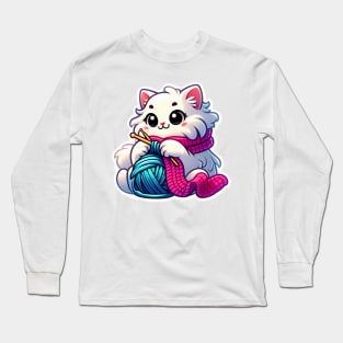 the knitting kitty Long Sleeve T-Shirt